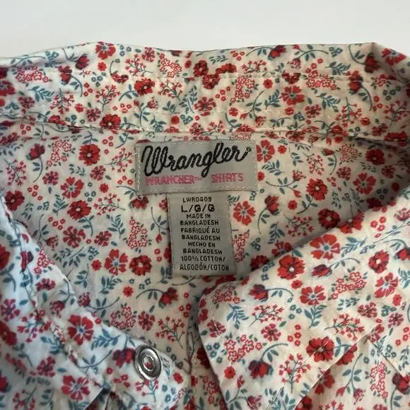 Wrangler Wrancher Shirt Women’s L Pearl Snap Western Sleeveless Floral (A0135) - Picture 5 of 7